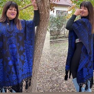 Elegant Blue Frida Sweater Poncho